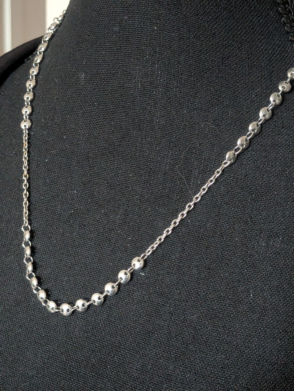 Vintage D’Orlan Silver Tone Dainty Bead Link Station Chain Necklace Stamped